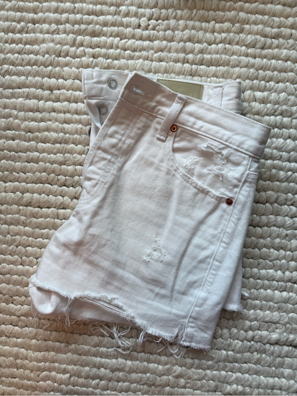 Pistola Nova Distressed White Denim Shorts | Size 26 | Great Condition